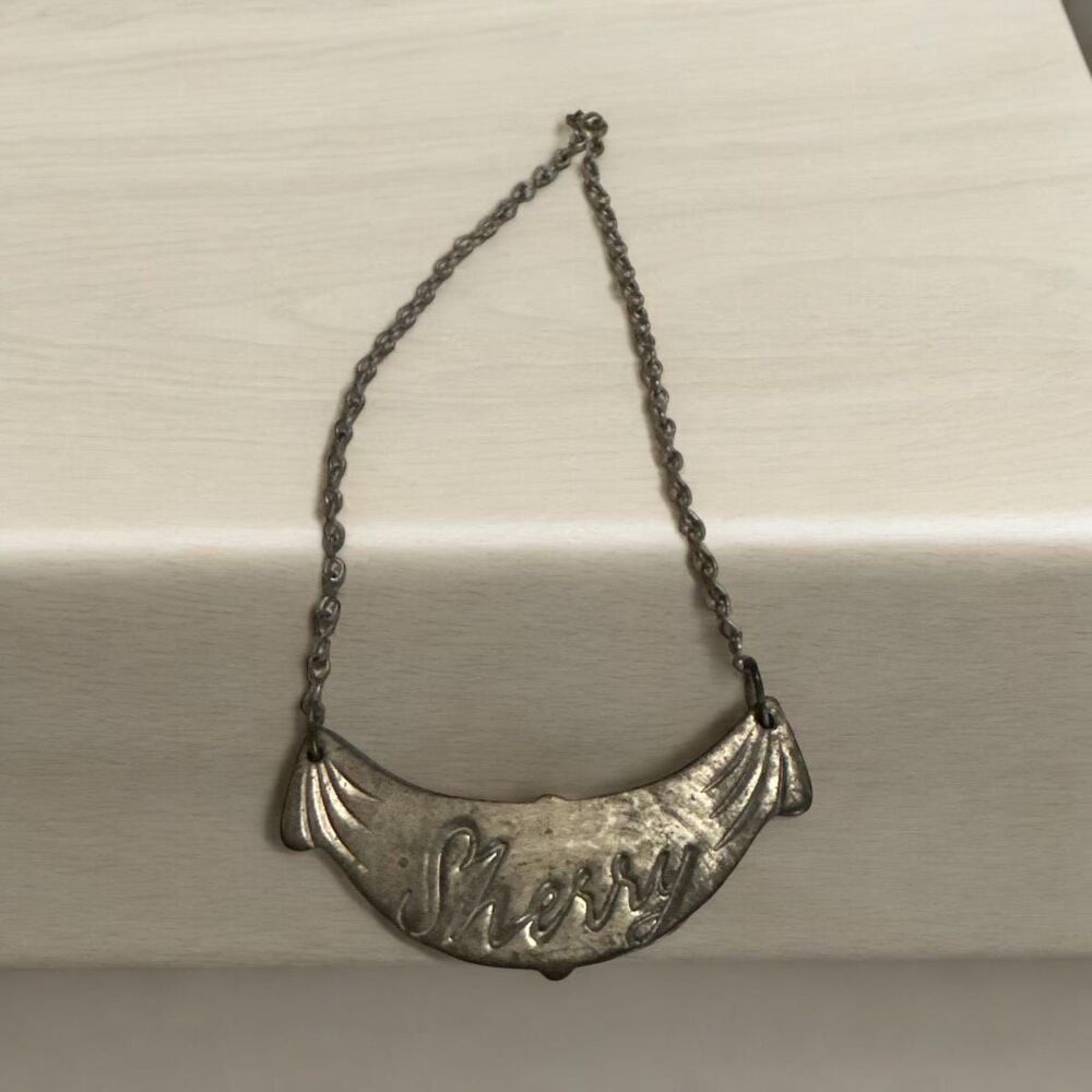 Decanter bottle tag label Royal Holland Pewter Daalderop sherry
